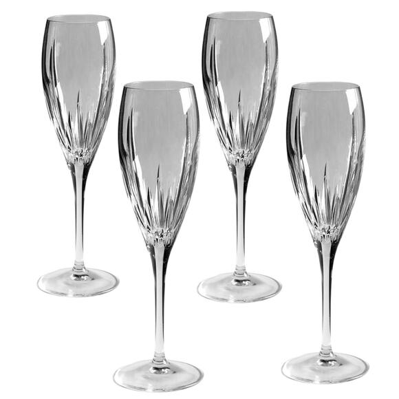 Cristal D'Arques FLUTED CHAMPANGE Set 4 Durand Enchante Glass Paris Crystal NEW - Picture 2 of 7